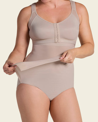 Bloomer faja postparto y postquirúrgico con laterales en velcro#color_802-cafe-claro