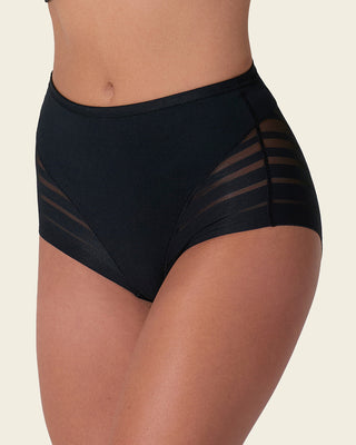Bloomer faja clásico con control moderado de abdomen y bandas en tul#color_700-negro