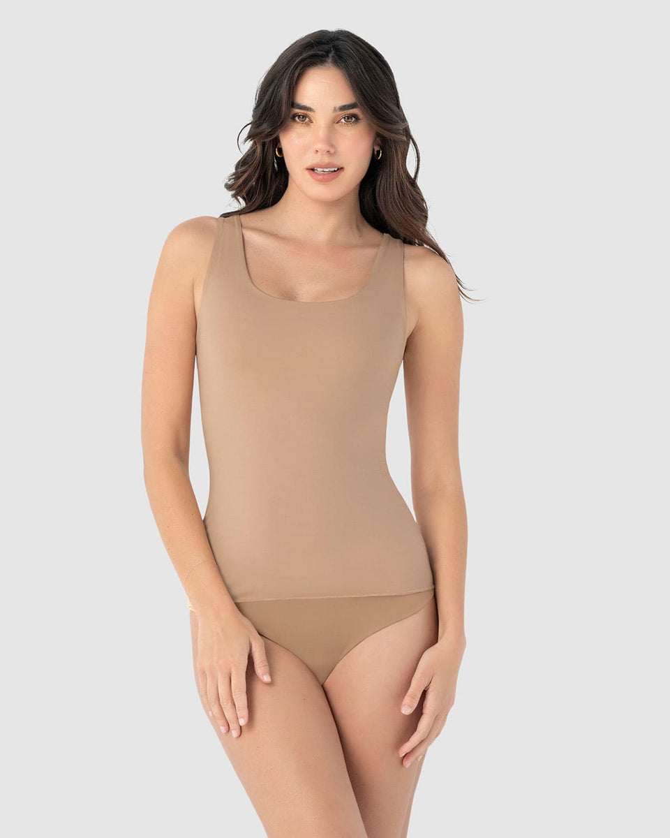 Blusa de control moderado con doble capa en abdomen