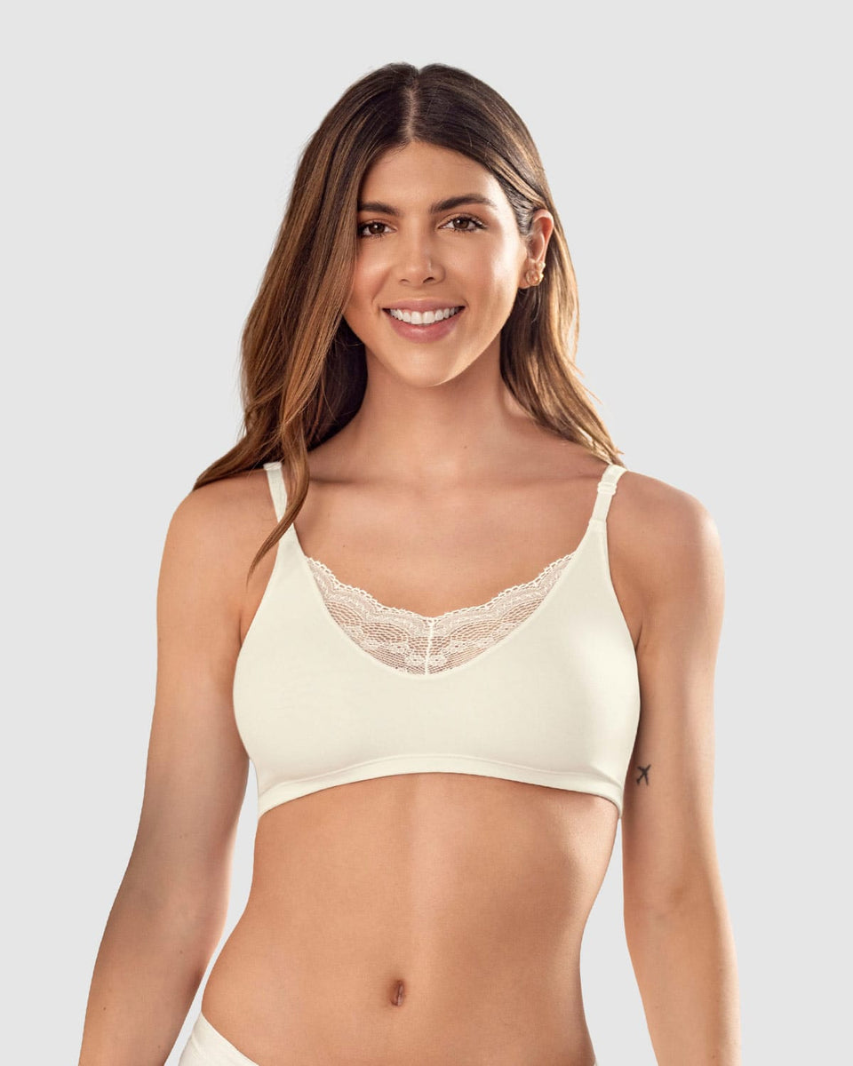 Bralette con detalles de encaje en escote y espalda