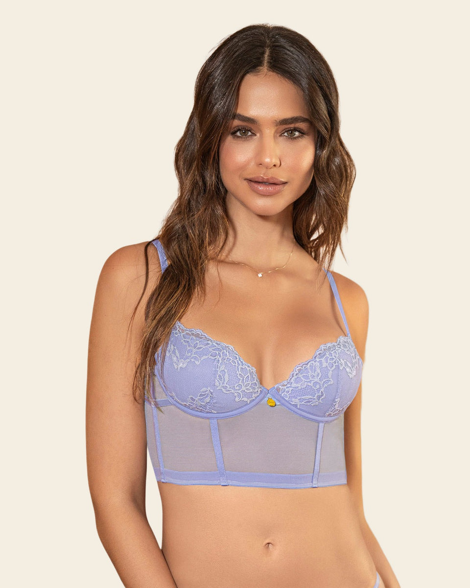 Bustier en encaje con transparencias en la base y espalda