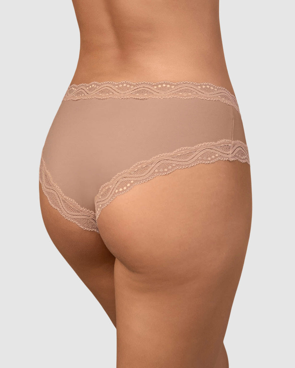 Bloomer hípster tiro medio en tela lisa y encaje