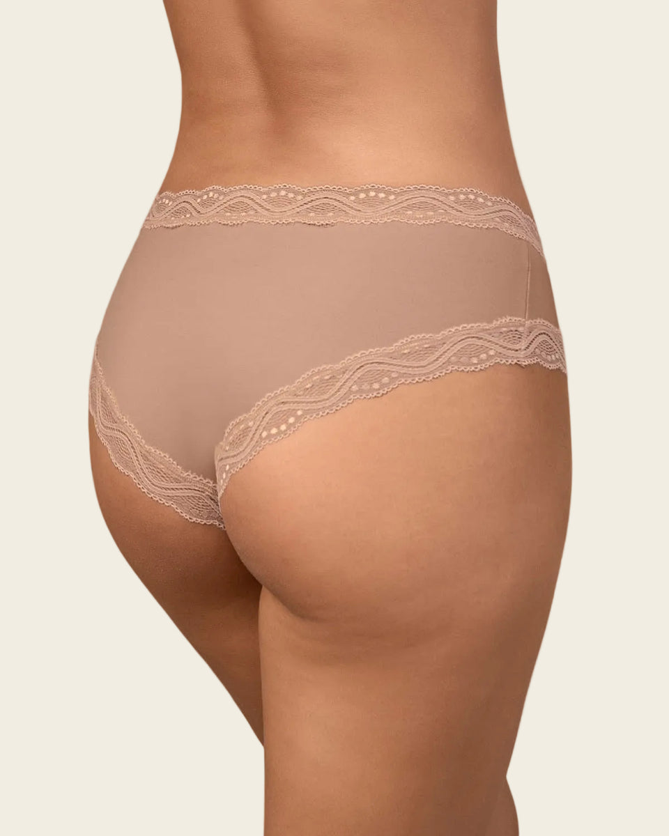 Bloomer hípster tiro medio en tela lisa y encaje