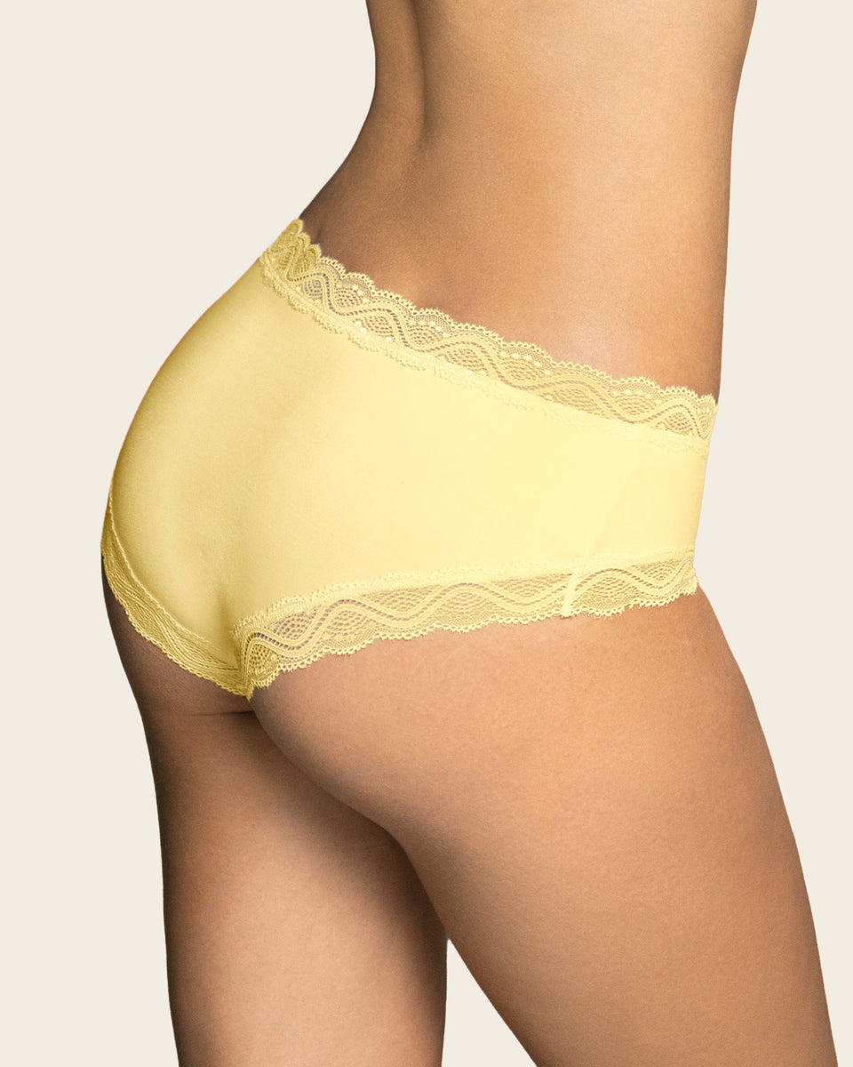 Bloomer hípster tiro medio en tela lisa y encaje