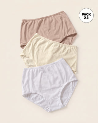 Paquete x 3 bloomers clásicos con excelente cubrimiento#color_s06-cafe-blanco-marfil