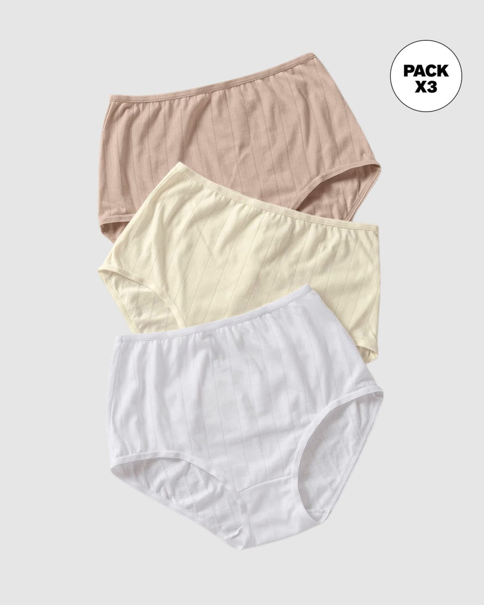 Paquete x 3 bloomers clásicos con excelente cubrimiento