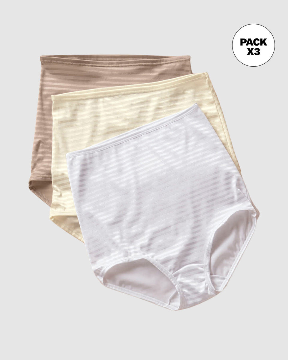 Paquete x 3 bloomers clásicos con máximo cubrimiento