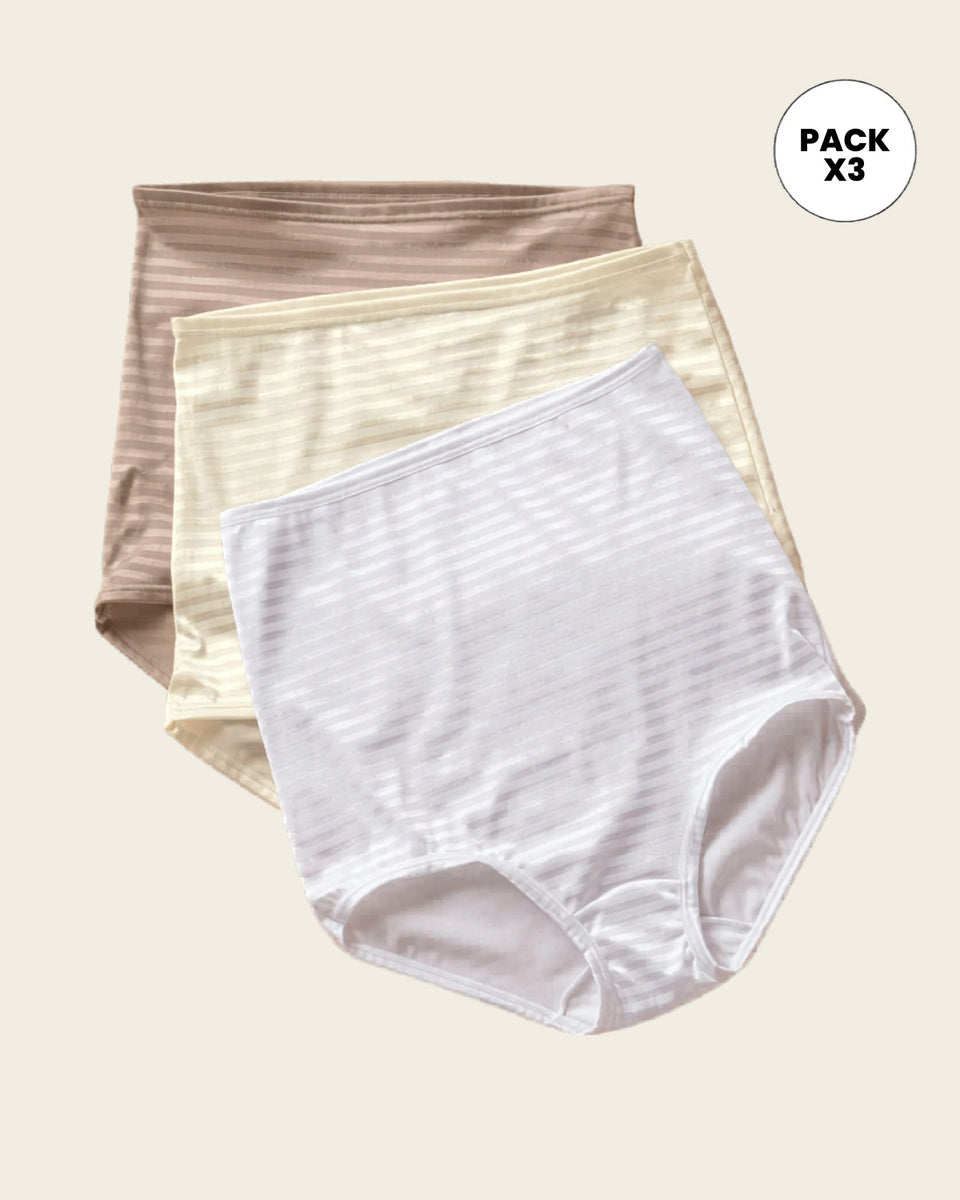 Paquete x 3 bloomers clásicos con máximo cubrimiento
