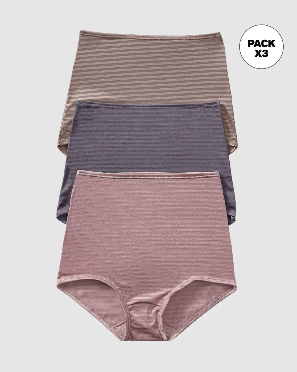 Paquete x 3 bloomers clásicos con máximo cubrimiento