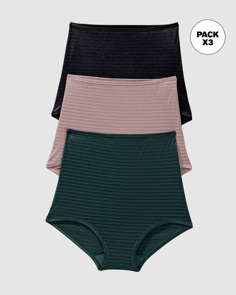 Paquete x 3 bloomers clásicos con máximo cubrimiento