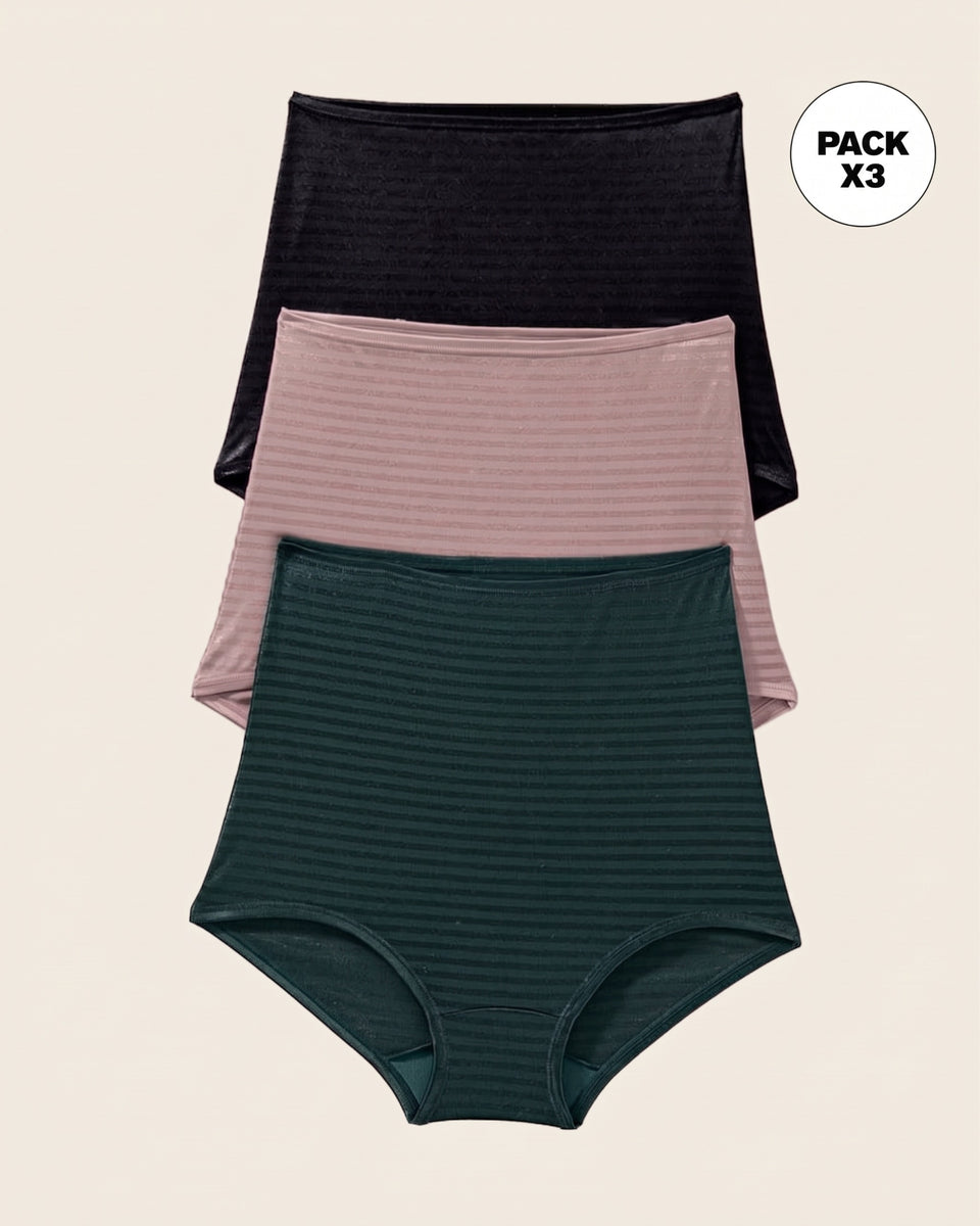 Paquete x 3 bloomers clásicos con máximo cubrimiento