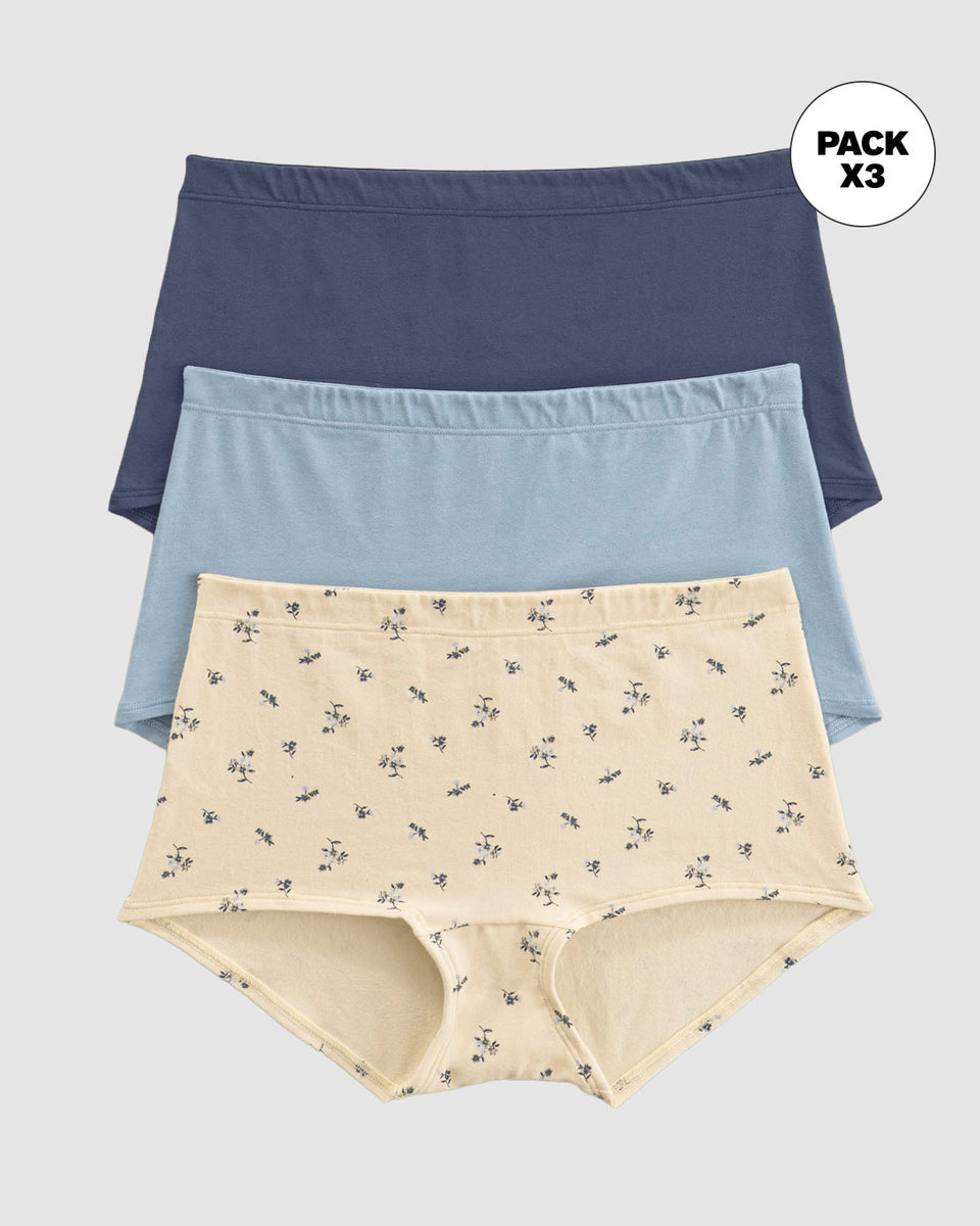 Paquete x 3 bóxers cortos con algodón elástico