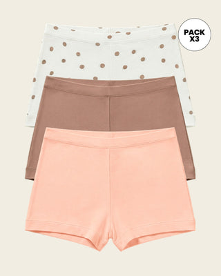 Paquete x 3 bóxers con algodón elástico#color_s18-estampado-puntos-durazno-cafe-medio