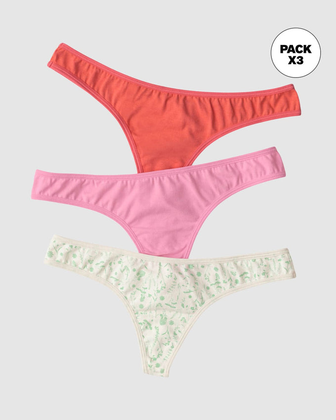 Paquete x 3 tangas hilos descaderadas en algodón#color_s37-marfil-estampado-coral-rosado