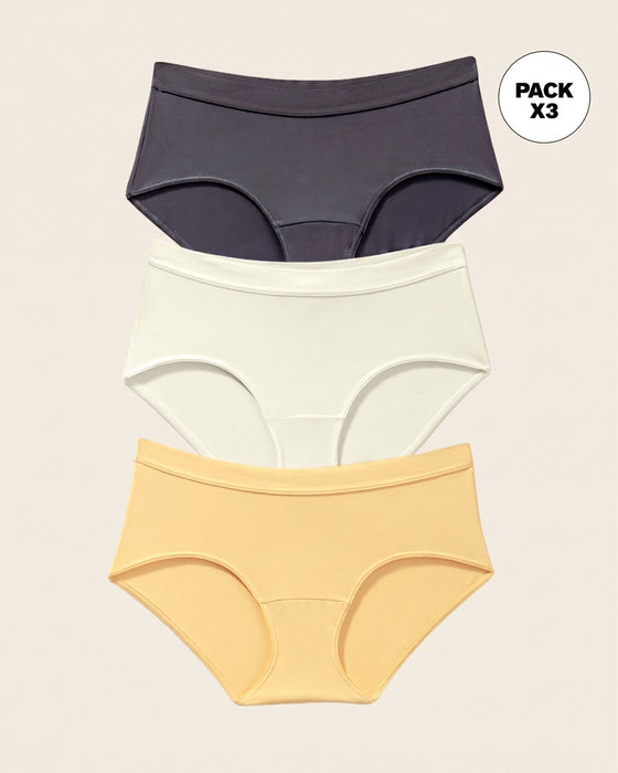 Paquete x 3 hípsters cómodos y suaves de buen cubrimiento#color_s12-amarillo-perla-gris-oscuro