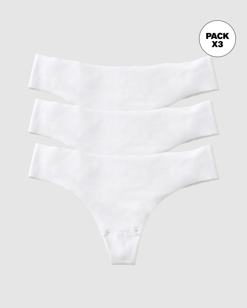 Paquete x3 bloomers brasilera invisible ultraplano sin elásticos y de pocas costuras