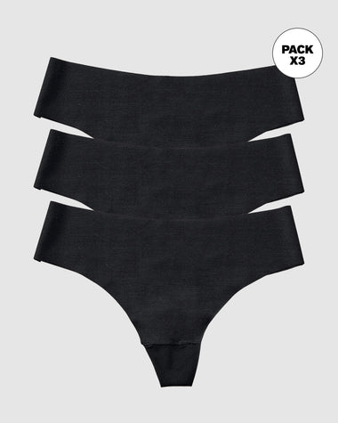 Paquete x3 bloomers brasilera invisible ultraplano sin elásticos y de pocas costuras#color_785-negro