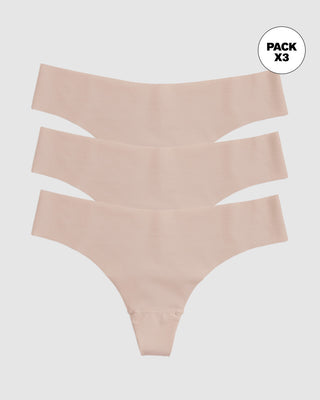Paquete x3 bloomers brasilera invisible ultraplano sin elásticos y de pocas costuras#color_802-cafe-claro