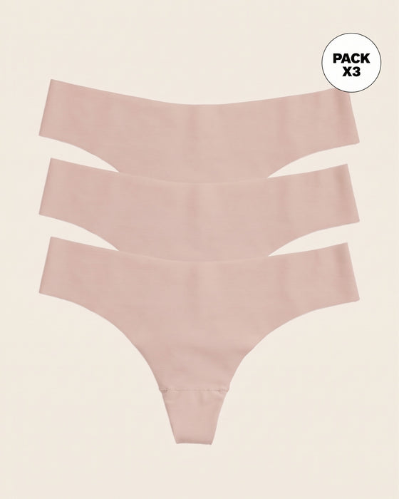 Paquete x3 bloomers brasilera invisible ultraplano sin elásticos y de pocas costuras#color_802-cafe-claro