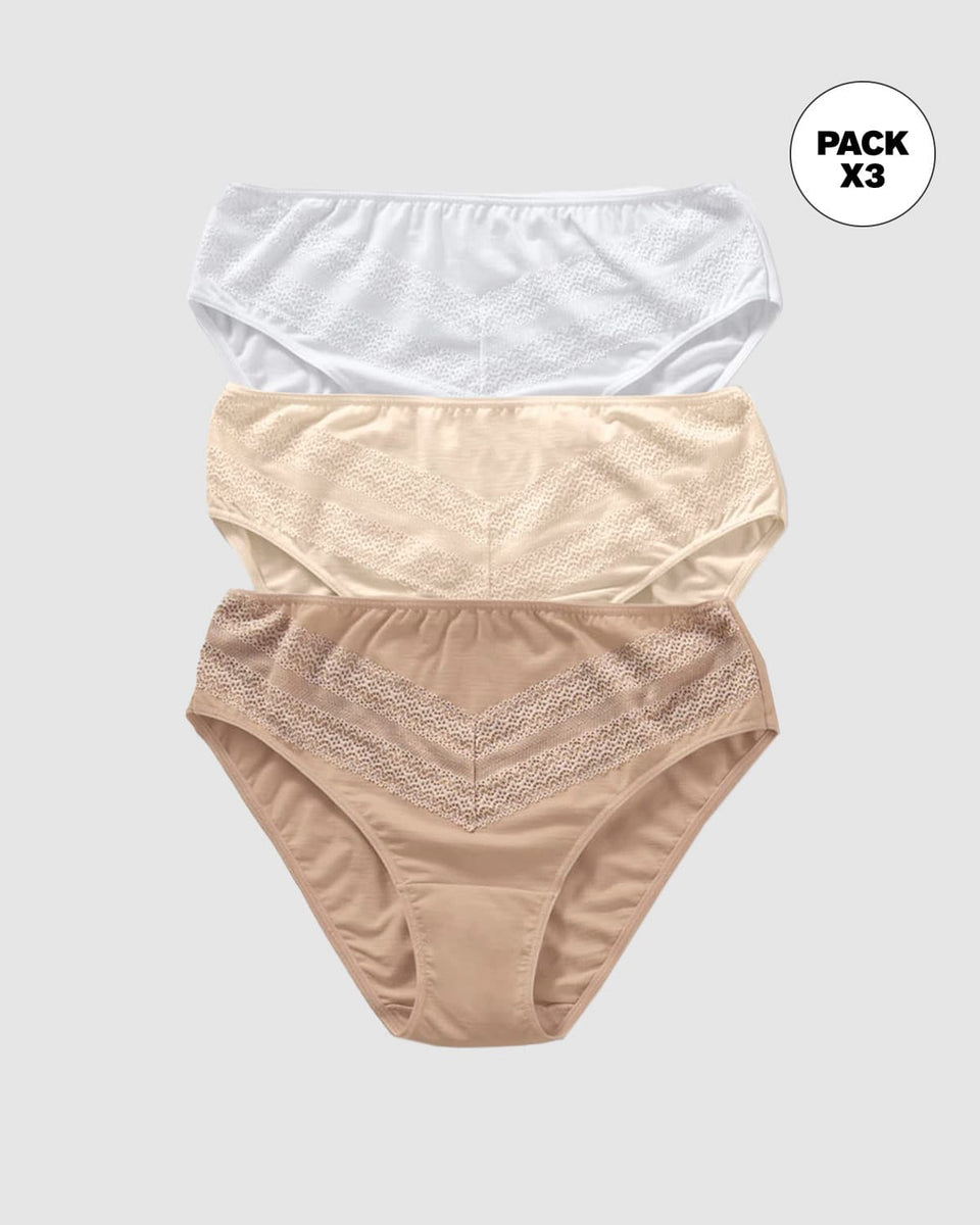 Paquete x 3 bloomers tipo bikini clásicos y confortables