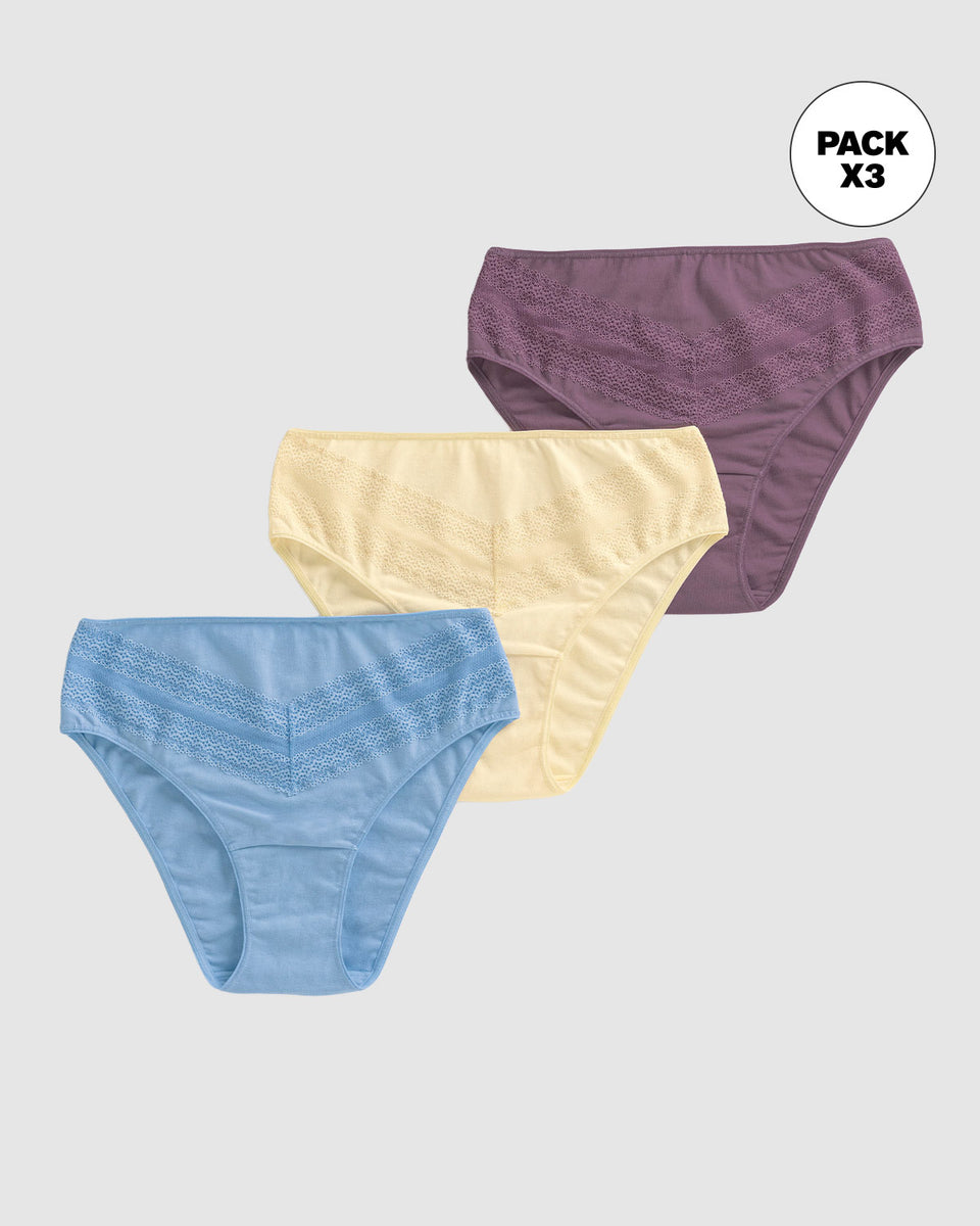 Paquete x 3 Bloomers tipo Bikini Clásicos y Confortables