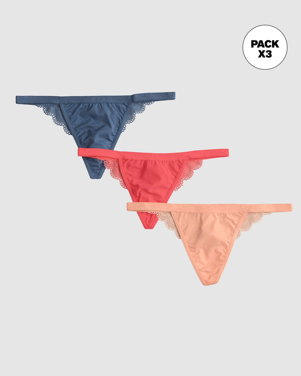 Paquete x 3 hilos descaderadas con encaje