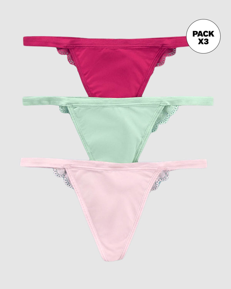 Paquete x 3 hilos descaderadas con encaje