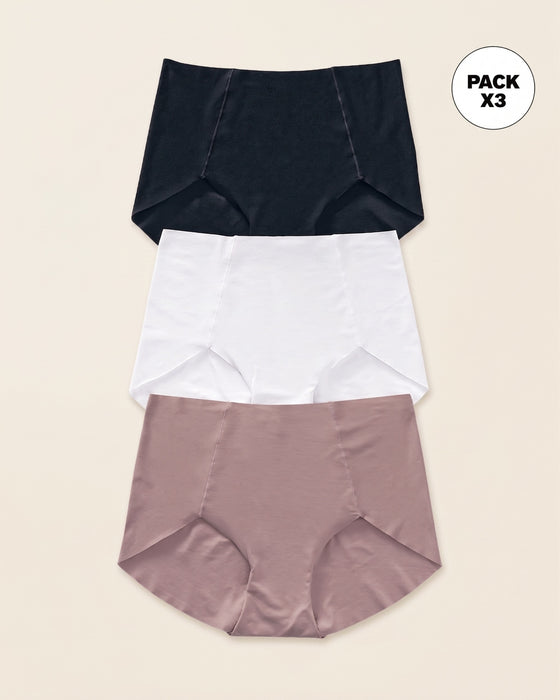 Paquete x 3 bloomers clásicos de apariencia invisible#color_s26-rosado-blanco-negro