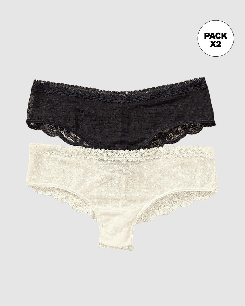 Paquete x 2 bloomers cacheteros en encaje y tul