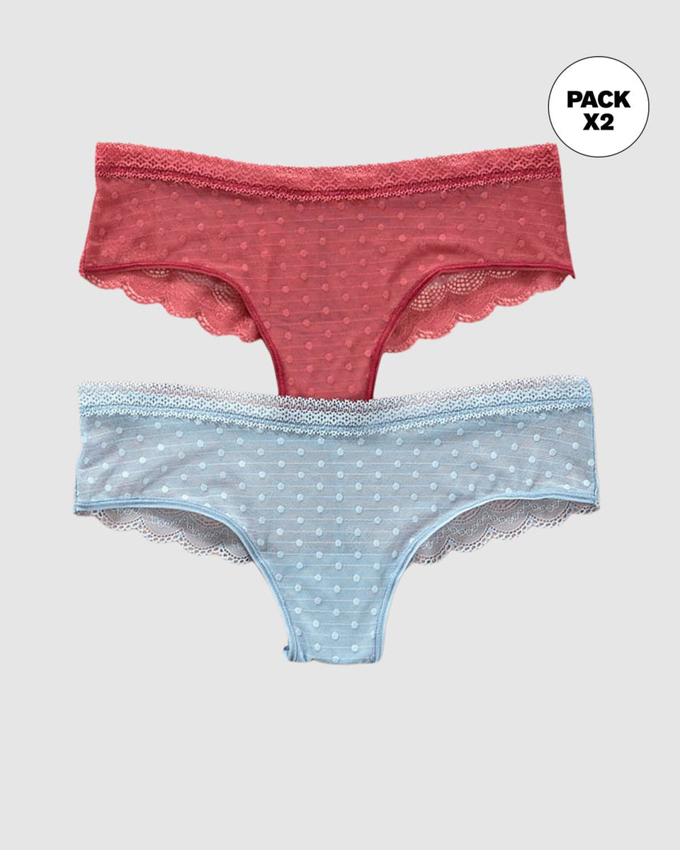 Paquete x 2 Bloomers Cacheteros en Encaje y Tul