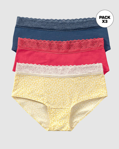 Paquete x3 bloomers estilo hípster total comodidad#color_s16-fondo-amarillo-estampado-coral-azul