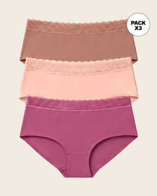 Paquete x3 bloomers estilo hípster total comodidad#color_s19-cafe-medio-durazno-rojo-violeta
