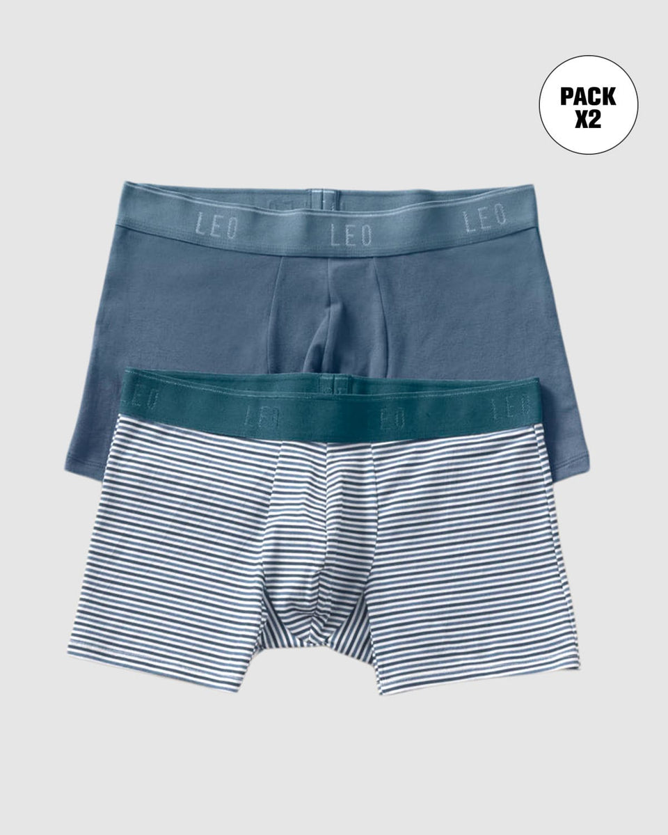 Paquete x2 bóxers cortos en algodón elástico