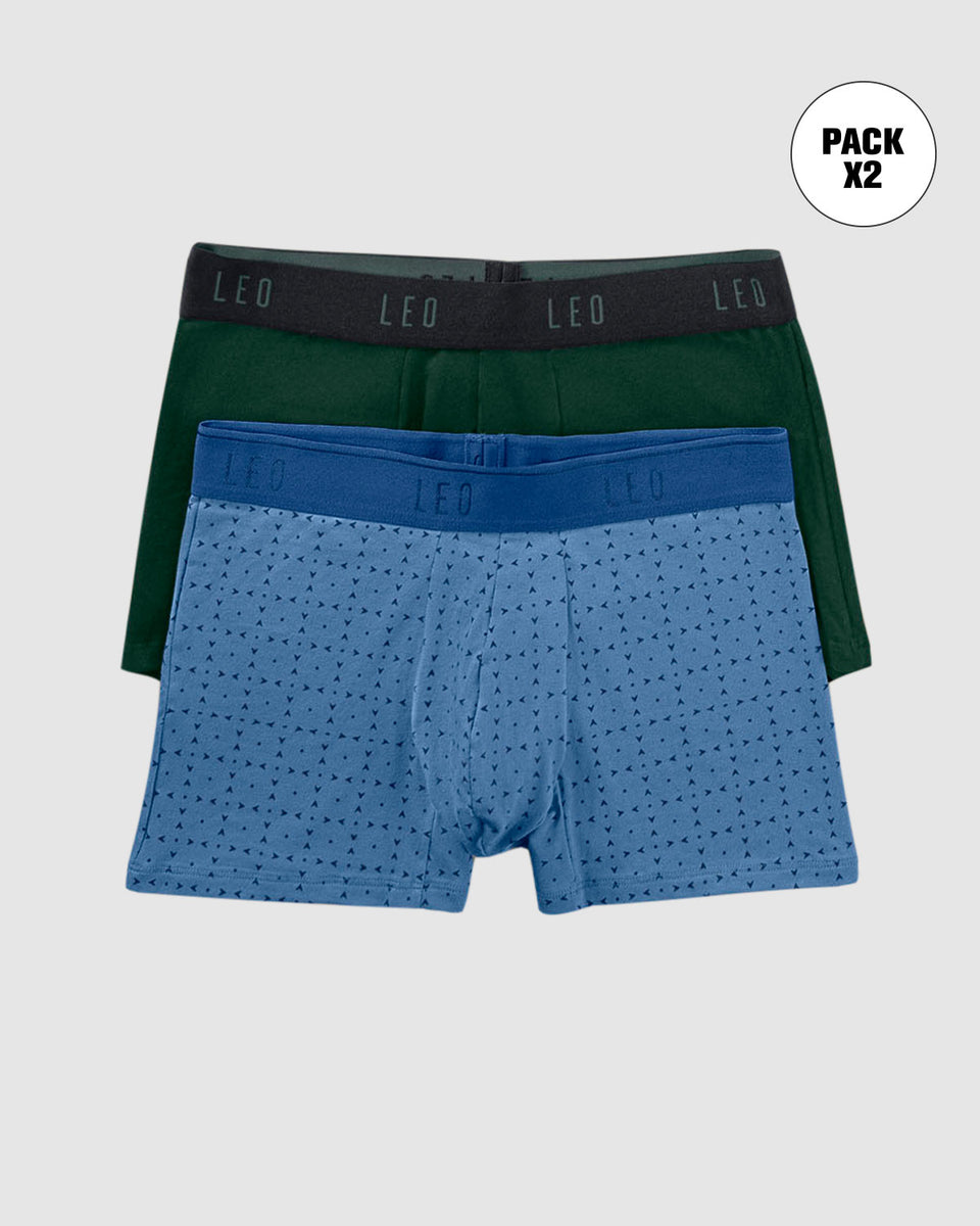 Paquete x2 bóxers cortos en algodón elástico