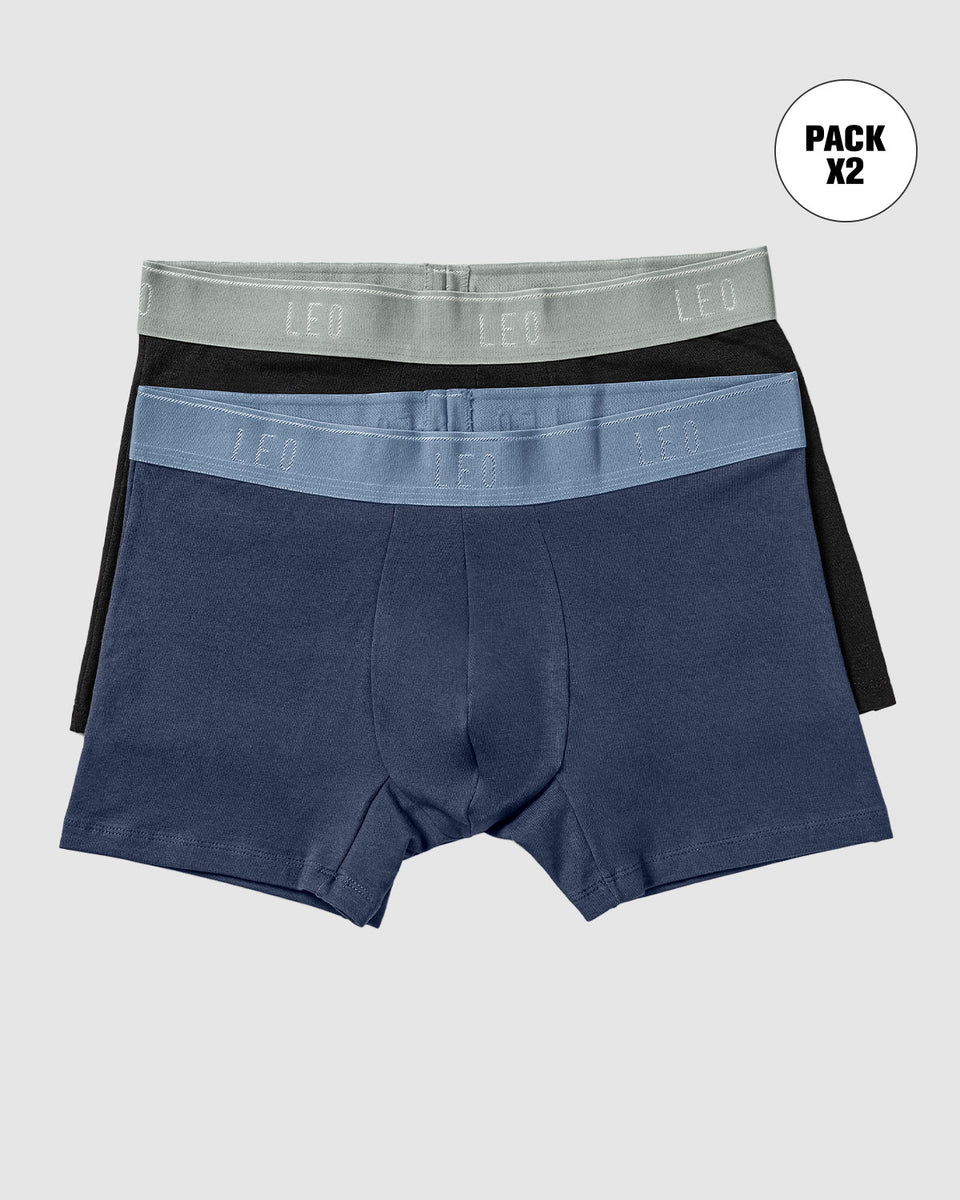 Paquete x2 bóxers cortos en algodón elástico