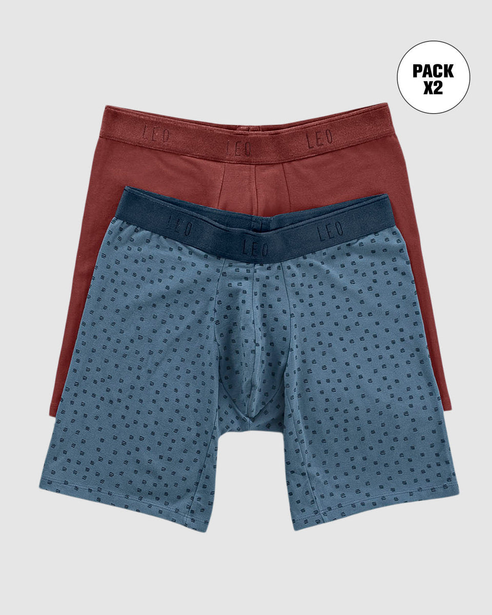 Paquete x2 bóxers largos ajustado con algodón