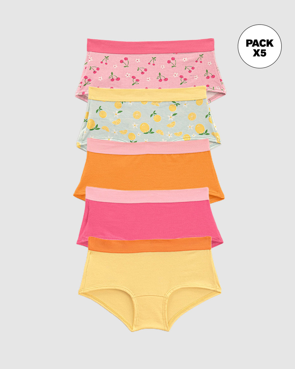 Paquete x 5 bloomers tipo hipster para niña