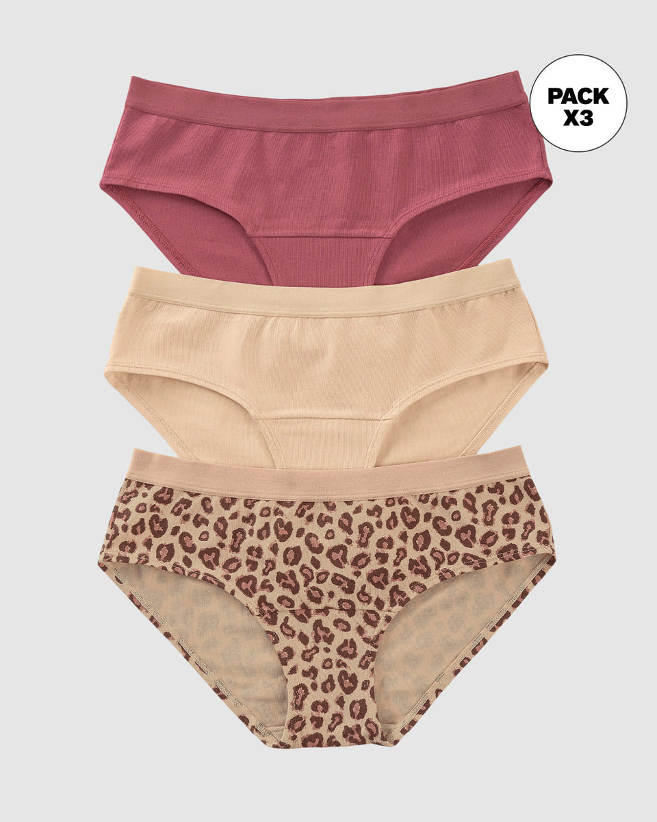 Paquete x 3 bloomers estilo hípster en algodón