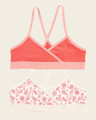 Top principiante con espalda deportiva para niña paquete x 2#color_s18-marfil-estampado-coral