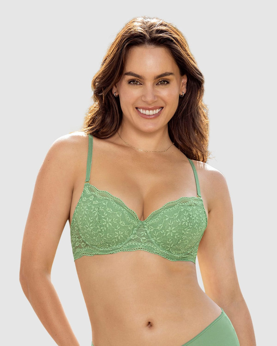 Brasier de realce suave en encaje con cargaderas multiusos