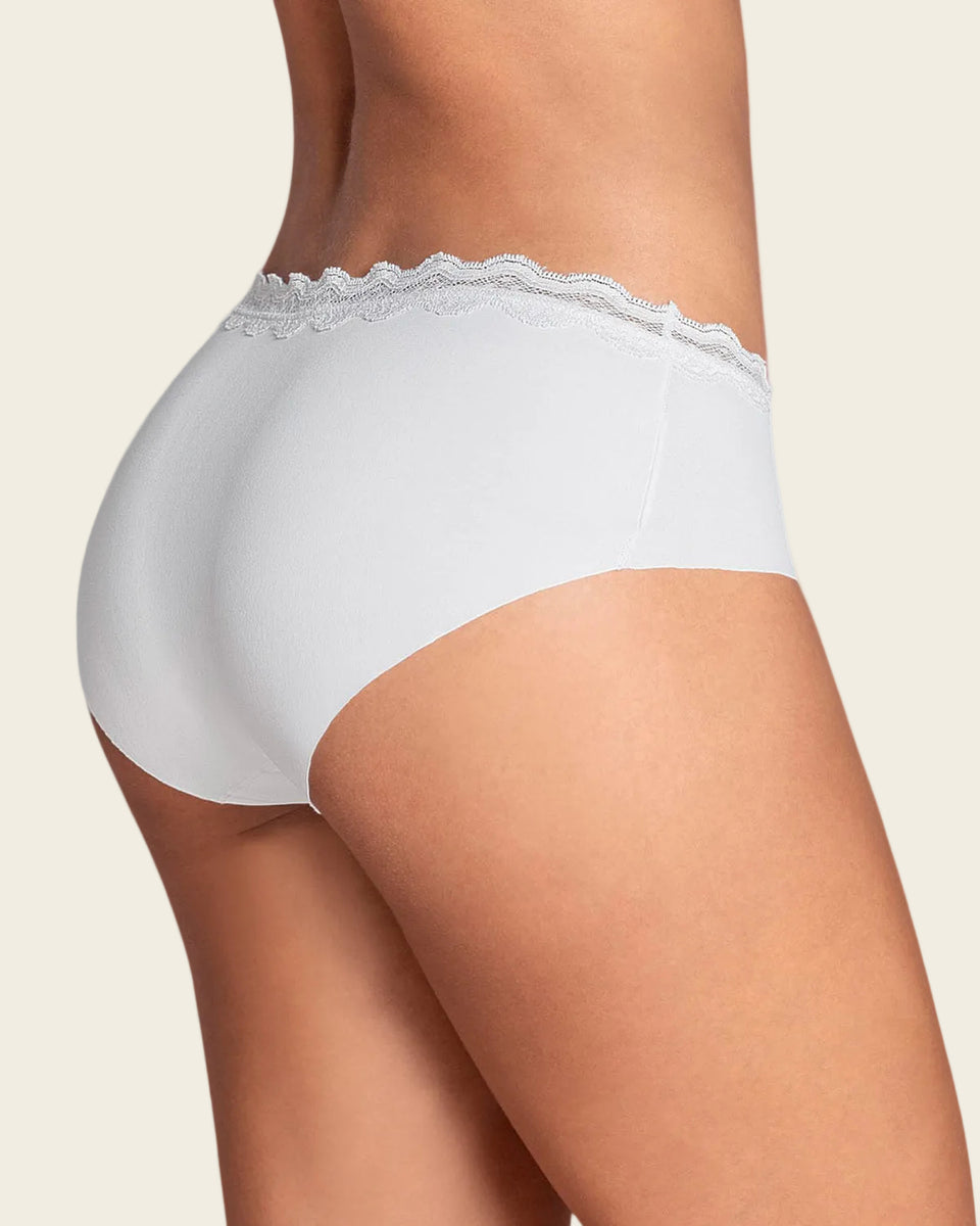 Bloomer hípster con encaje en cintura tiro medio