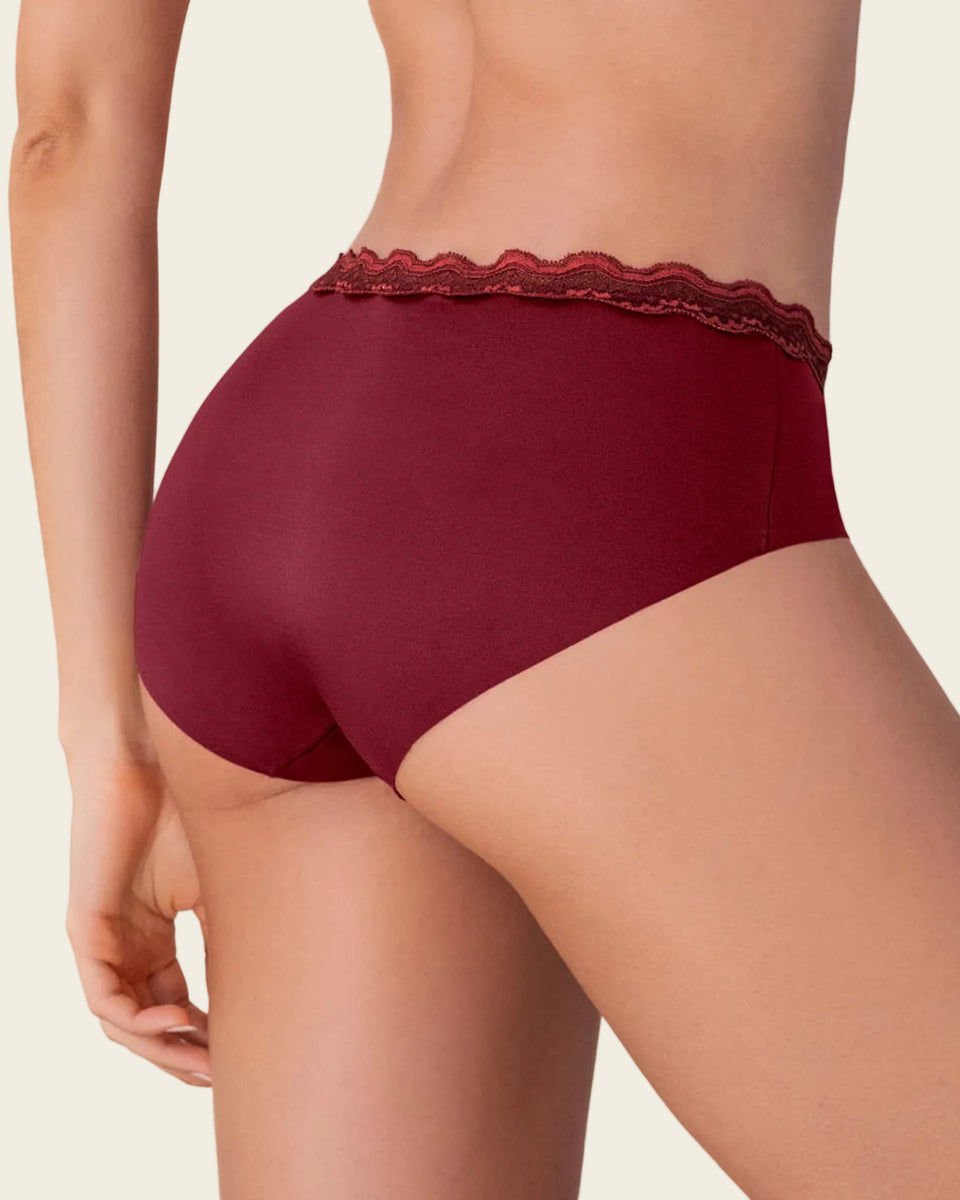 Bloomer hípster con encaje en cintura tiro medio