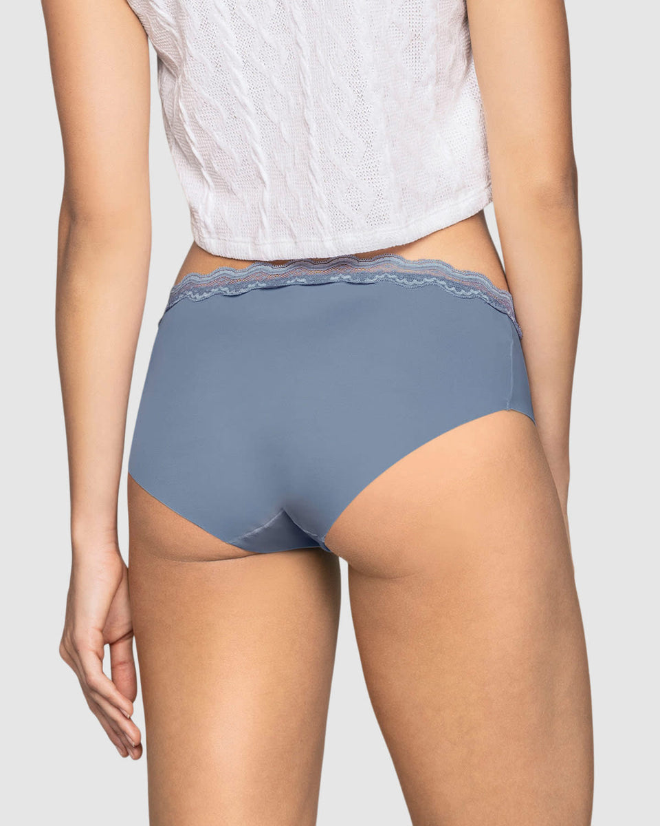 Bloomer hipster con encaje en cintura tiro medio