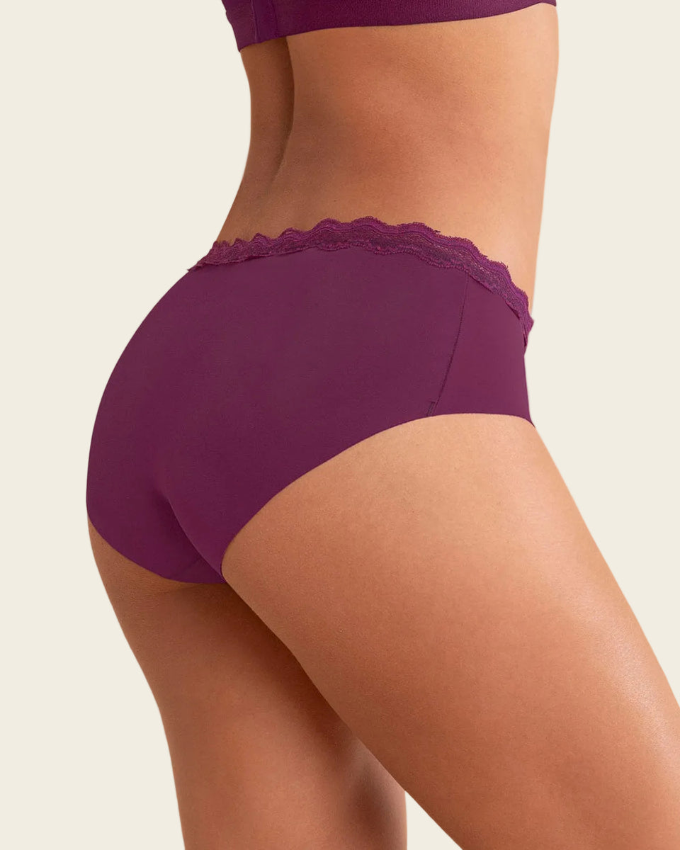 Bloomer hípster con encaje en cintura tiro medio