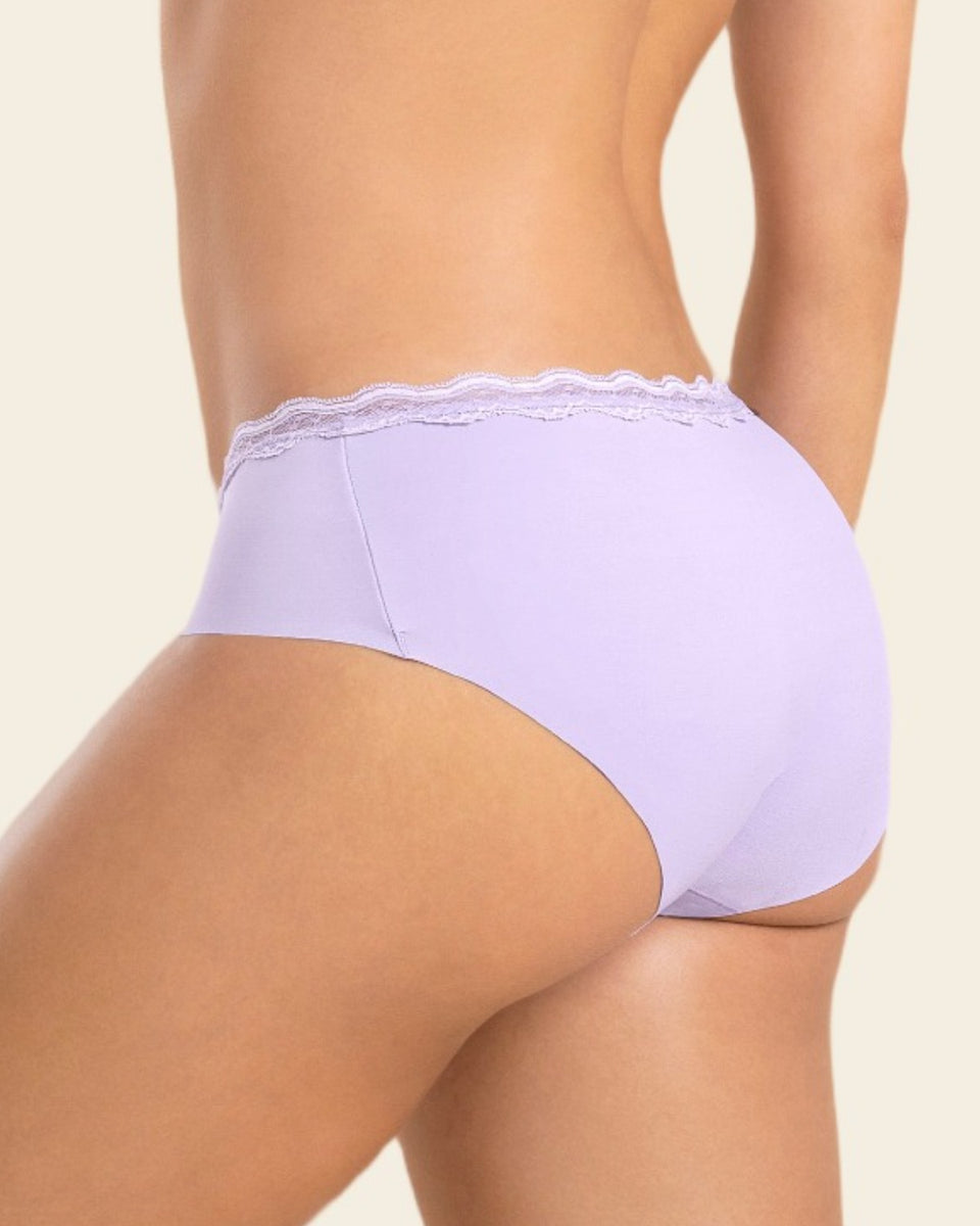 Bloomer hípster con encaje en cintura tiro medio