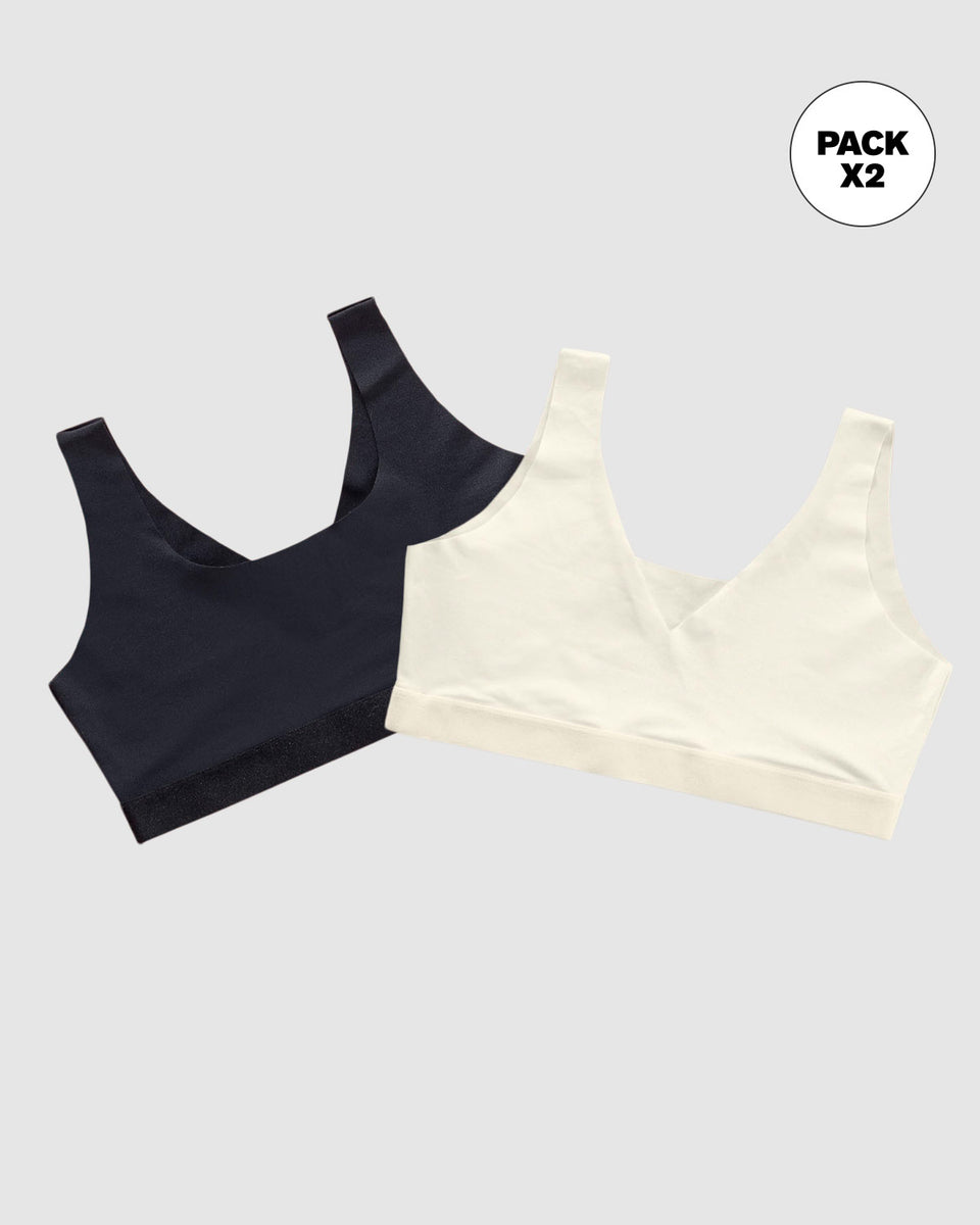 Paquete x 2 tops invisibles doble escote
