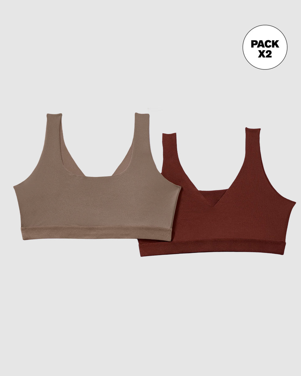 Paquete x 2 tops invisibles doble escote