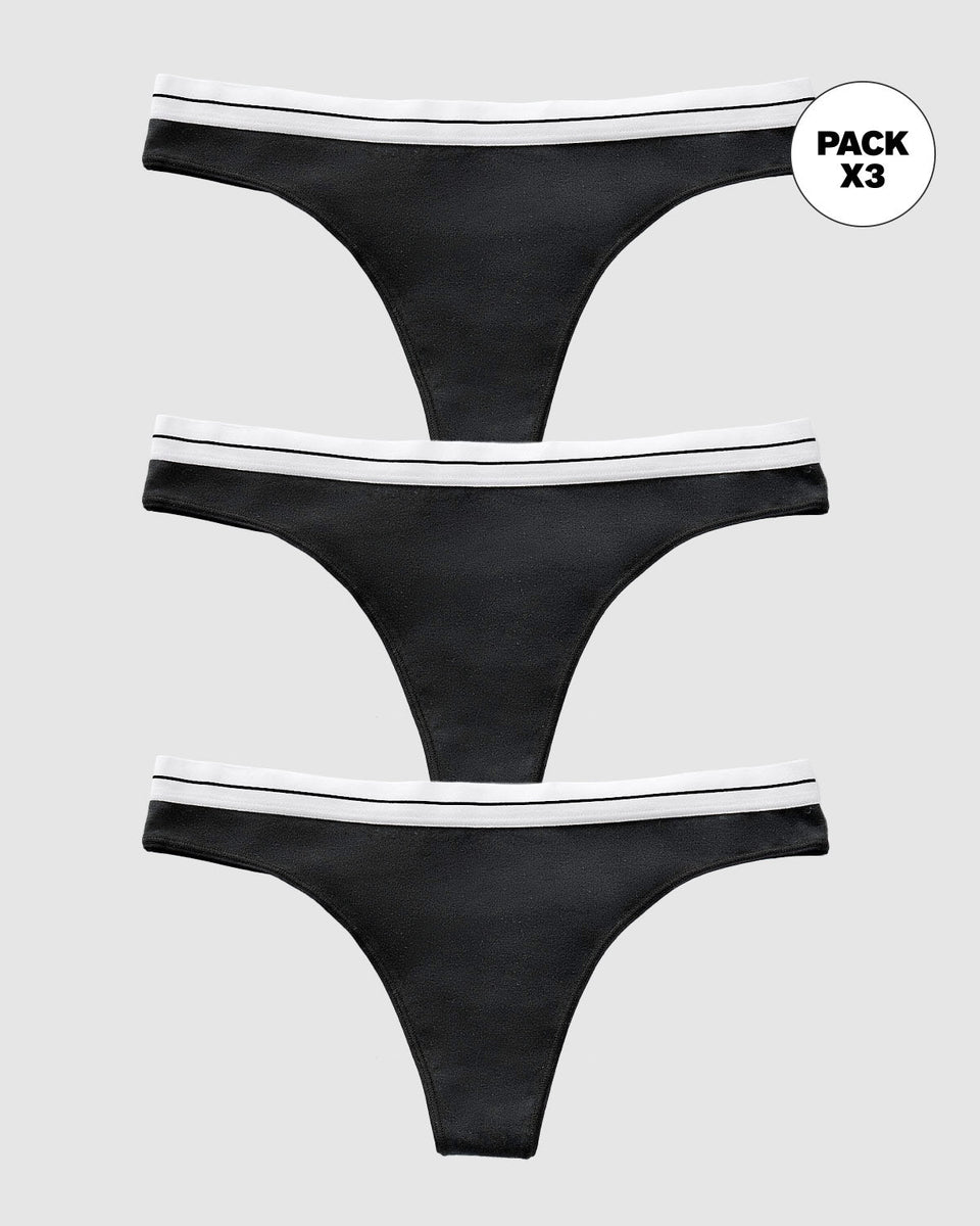 Paquete x3 brasileras en algodón con elástico suave en cintura