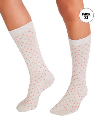 Px3 calcetín casual de caña alta femenino surtido de colores#color_s02-surtido-gris-rosa-negro