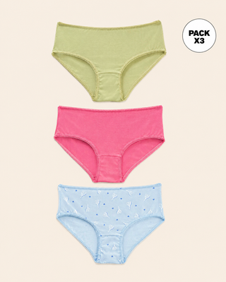 Paquete x3 bloomer clásico para niña#color_s07-verde-claro-fucsia-azul-estampado-raquetas